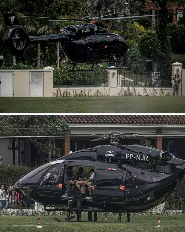 霸气！内马尔乘私人直升机去训练  价值1200万美元